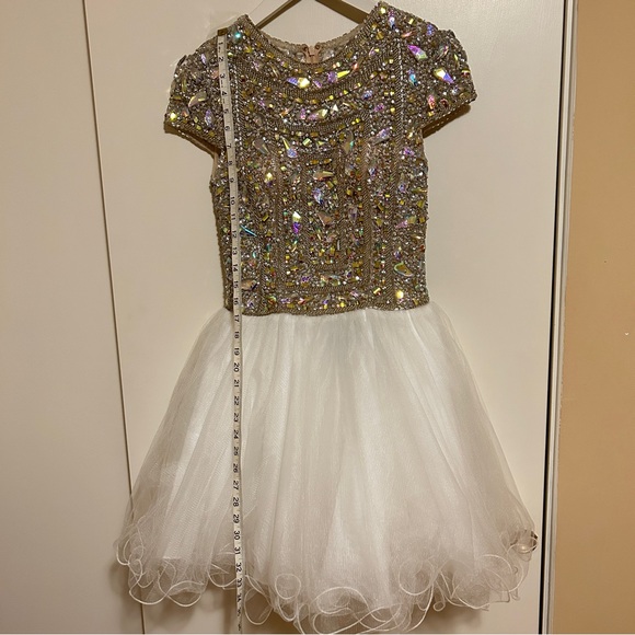 TERANI COUTURE SHORT BEADED JEWELS EMBELLISHED COCKTAIL DRESS Formal WeddingProm - Picture 7 of 16